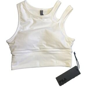 NWT - Fila Performa Womens XS Uplift Slice Crop Performance Bra Top White